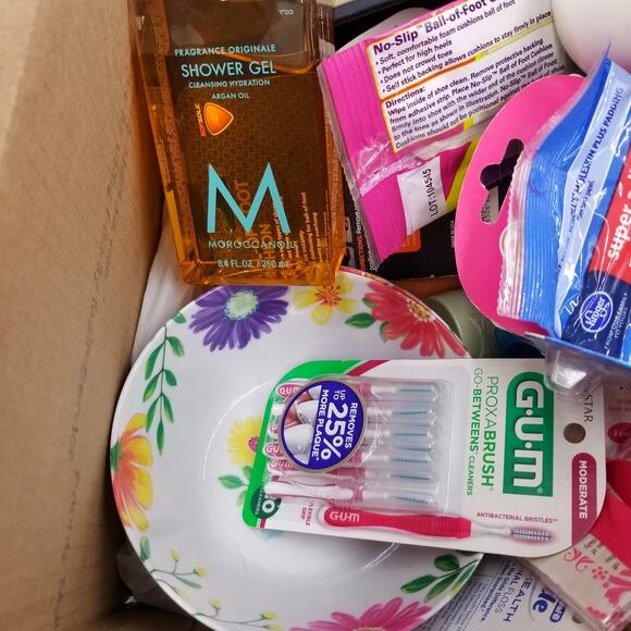 MYSTERY-ISH BOX Misc Aveeno Moroccan Oil Salonpas Secret Foot Pads Etc - Picture 3 of 6